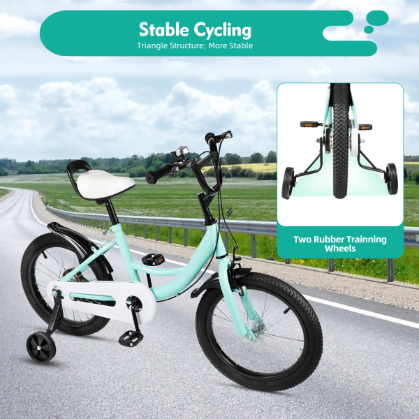 16 Inch Kids Girls Boys Bike Children's Bicycle Cycling With Removable with Stabilisers Camping Kids Bike Gift