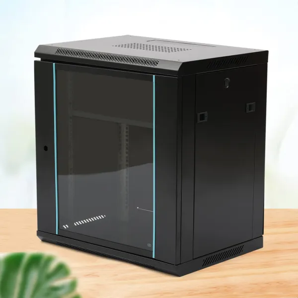 12u Deep Black Wall Mounted Data Cabinet Patch Panel Comms Network, 60*45*65cm, for Network Equipment, Monitoring 12u Deep Black Wall Mounted Data Cabinet Patch Panel Comms Network, 60*45*65cm, for Network Equipment, Monitoring