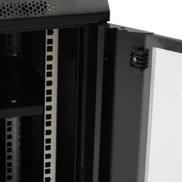 12u Deep Black Wall Mounted Data Cabinet Patch Panel Comms Network, 60*45*65cm, for Network Equipment, Monitoring