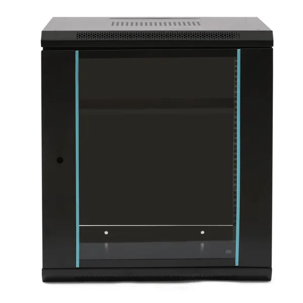 12u Deep Black Wall Mounted Data Cabinet Patch Panel Comms Network, 60*45*65cm, for Network Equipment, Monitoring