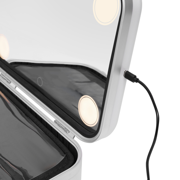 Makeup Case with Dimmable LED Bulbs and Tilt Mirror Lighted Cosmetics Organizer Storage Case