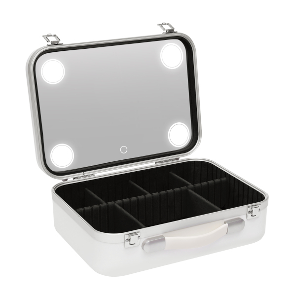 Makeup Case with Dimmable LED Bulbs and Tilt Mirror Lighted Cosmetics Organizer Storage Case