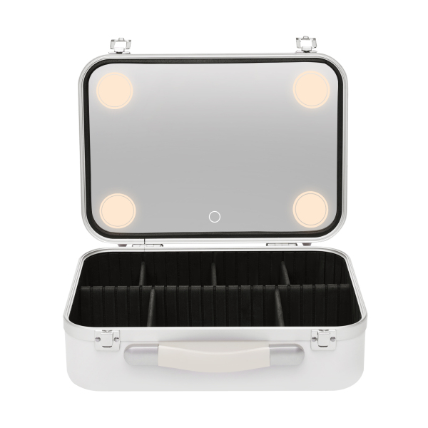Makeup Case with Dimmable LED Bulbs and Tilt Mirror Lighted Cosmetics Organizer Storage Case