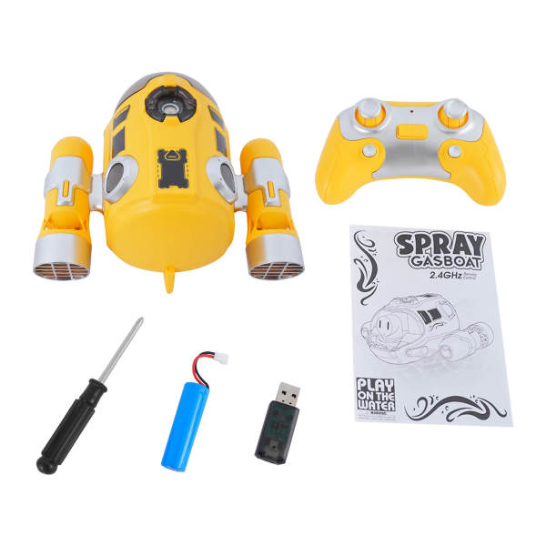 Spray Motorboat Toy, 2.4GHz Light Spray Remote Controlled Motor Boat, Kids Spray Motorboat