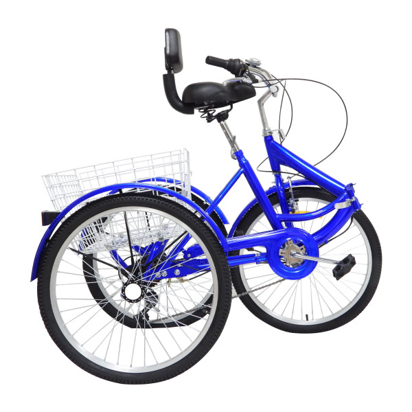 24'' Folding Adult Tricycle Capacity 120KG 3 Wheels Adult Trike Bike Cruiser Bike 7 Speed with Basket