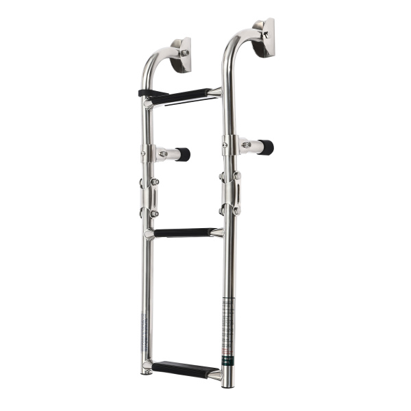 3 Step Folding Ladder Boat Marine Stainless Steel Pontoon Ladder Polished