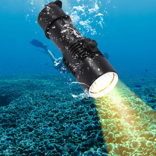 Yellow Light, Dive Light, Compact Bright Diving Torch, Submersible Flashlight