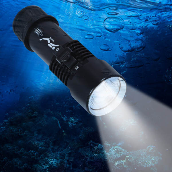 Yellow + White Dive Light, Compact Bright Diving Torch, Submersible Flashlight
