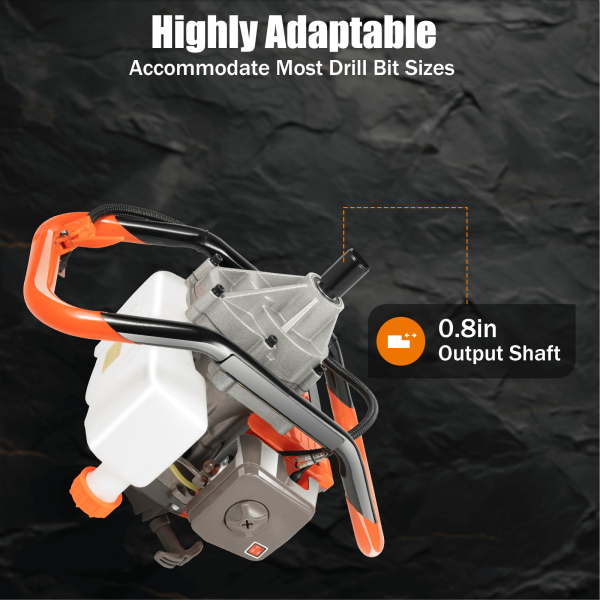71CC Two-Stroke Post Hole Digging Machine with 3 Alloy Steel Drill Bits, Extension Rod - for Tree Planting, Fence Installation, Farmland