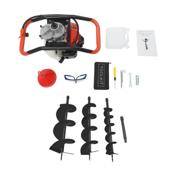 2.3 HP Post Hole Digger, Hole Digging Machine, Auger Digging Machine Set, with 3 Drill Bits & 30cm Extension Rod, EPA Certified