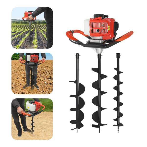 2.3 HP Post Hole Digger, Hole Digging Machine, Auger Digging Machine Set, with 3 Drill Bits & 30cm Extension Rod, EPA Certified