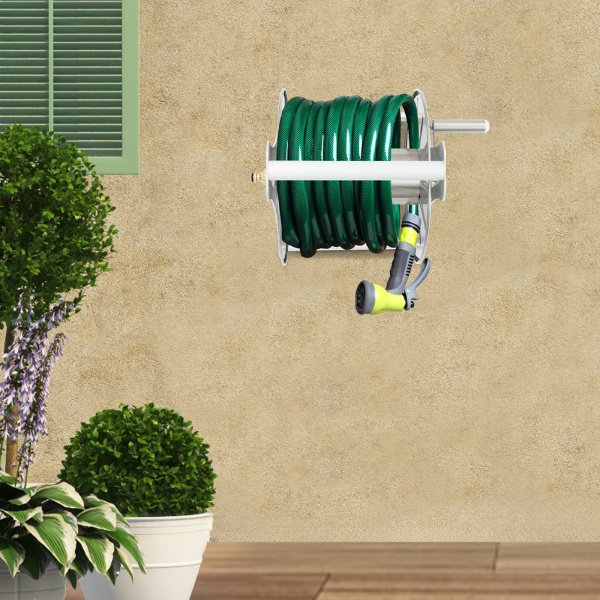 CNCEST Garden Hose Holder Kit, Garden Hose Reel, Water Hose Storage Rack