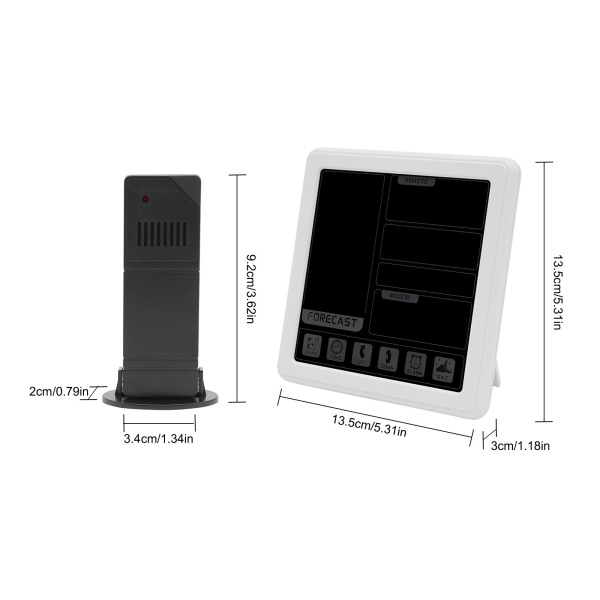 Weather Station Indoor Outdoor Thermometer Wireless Temperature and Humidity Monitor Inside Outside Applicable To A Nursery Office White