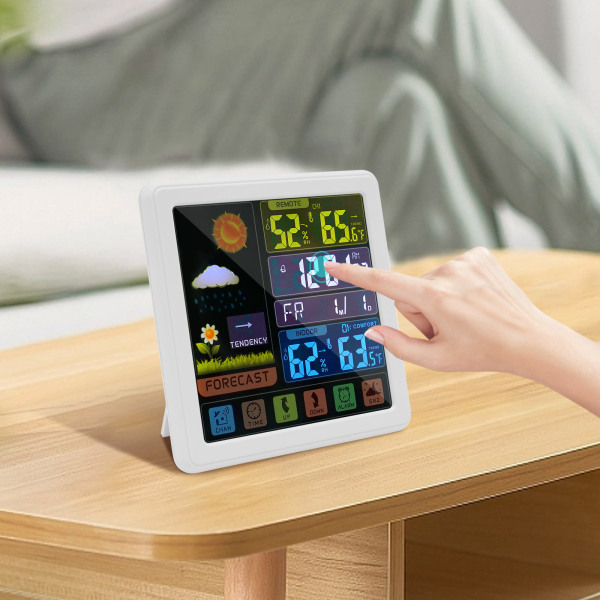 Weather Station Indoor Outdoor Thermometer Wireless Temperature and Humidity Monitor Inside Outside Applicable To A Nursery Office White
