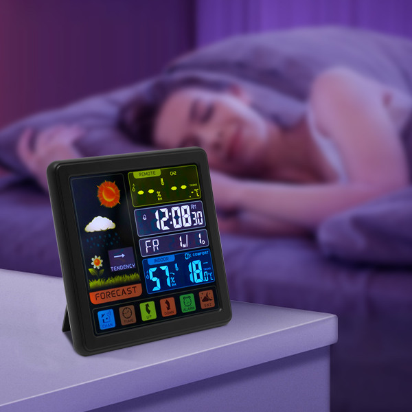 Weather Station Thermometer Wireless Temperature and Humidity Monitor with Battery Powered Sensor