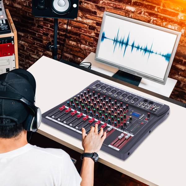 Professional Mixer Sound Board Console 8 Channel Desk System Interface Digital USB MP3 Input Phantom Power Stereo DJ Studio