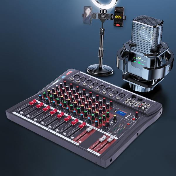 Professional Mixer Sound Board Console 8 Channel Desk System Interface Digital USB MP3 Input Phantom Power Stereo DJ Studio