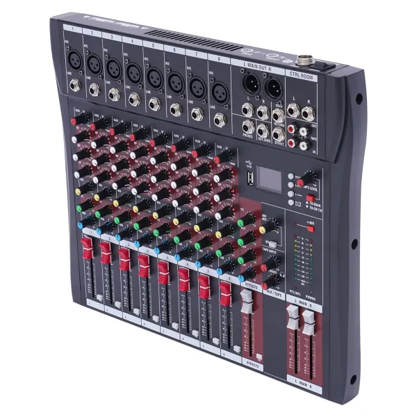 Professional Mixer Sound Board Console 8 Channel Desk System Interface Digital USB MP3 Input Phantom Power Stereo DJ Studio