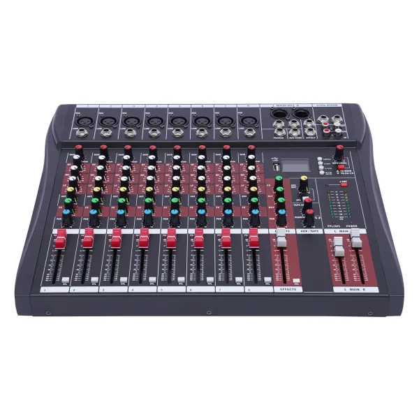 Professional Mixer Sound Board Console 8 Channel Desk System Interface Digital USB MP3 Input Phantom Power Stereo DJ Studio