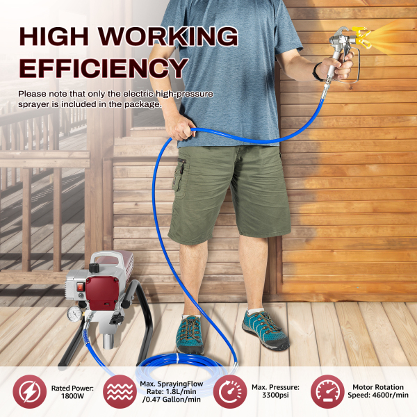 Pro Airless Wall Paint Sprayer 1800W Electric Sprayer Gun Kit, Adjustable Spray Pressure with 13m Pipe for Wall & Ceiling/Wood & Metal Paint
