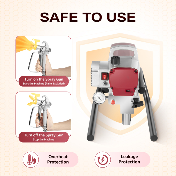 Pro Airless Wall Paint Sprayer 1800W Electric Sprayer Gun Kit, Adjustable Spray Pressure with 13m Pipe for Wall & Ceiling/Wood & Metal Paint