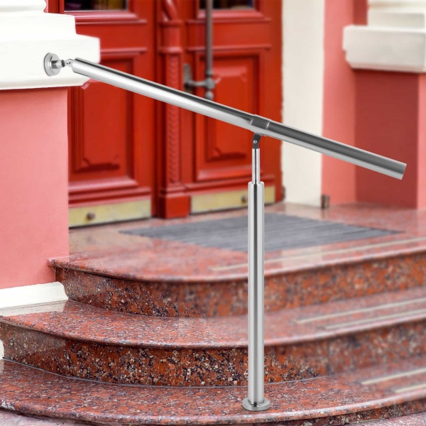 Step Handrail 3 Steps Stainless Steel Stair Railing Handrails Metal Hand Rails for Steps 111*15*10.9cm