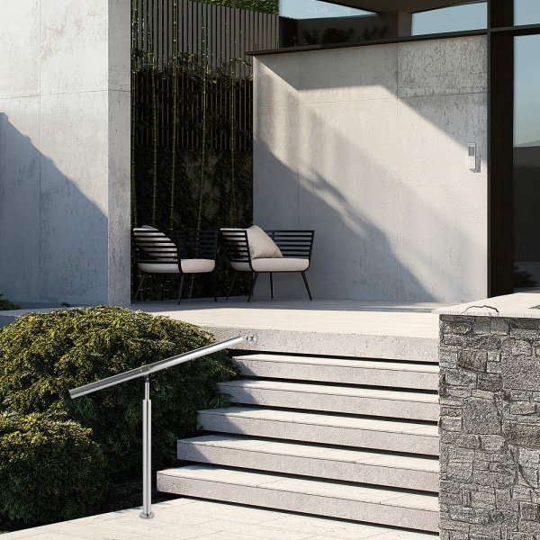 Step Handrail 3 Steps Stainless Steel Stair Railing Handrails Metal Hand Rails for Steps 111*15*10.9cm