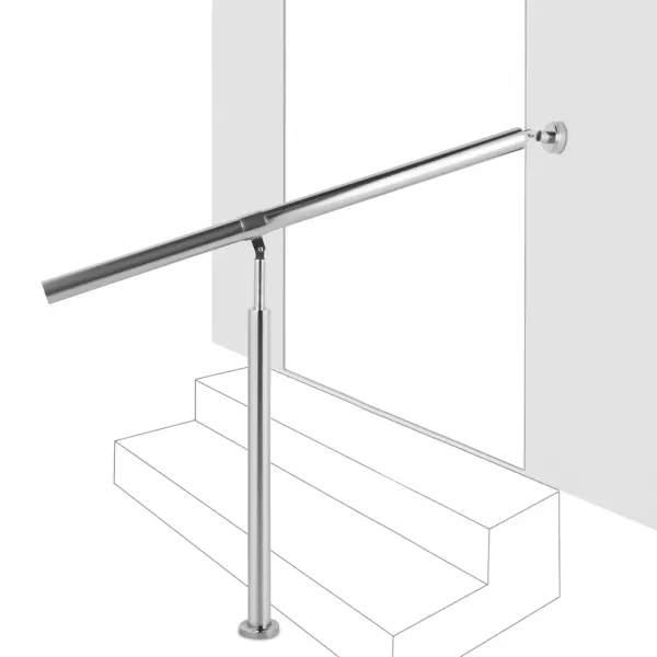 Step Handrail 3 Steps Stainless Steel Stair Railing Handrails Metal Hand Rails for Steps 111*15*10.9cm