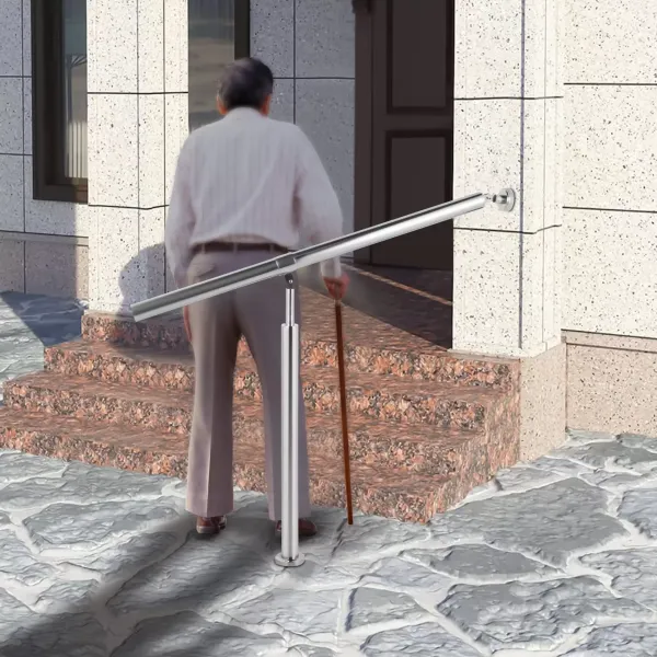 Step Handrail 3 Steps Stainless Steel Stair Railing Handrails Metal Hand Rails for Steps 111*15*10.9cm