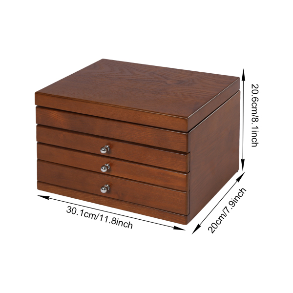 4-Tier Jewellery Box Wooden Jewellery Organiser Jewellery Storage with Drawers Velvet Lining for Rings Earrings Bracelets