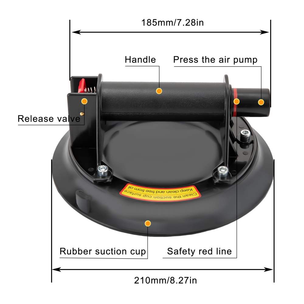 Vacuum Suction Cup Lifter 8 inch Glass Lifting/ Handle