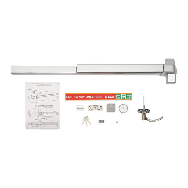 Door Push Bar Panic Exit Device With Exterior Lever Panic Device Lock Steel Kit