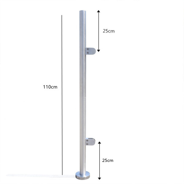Glass Balustrade Stainless Steel Grade 316 Balustrade Posts 110cm High Post with Glass Clamps Decking Landing Staircase (End Post)