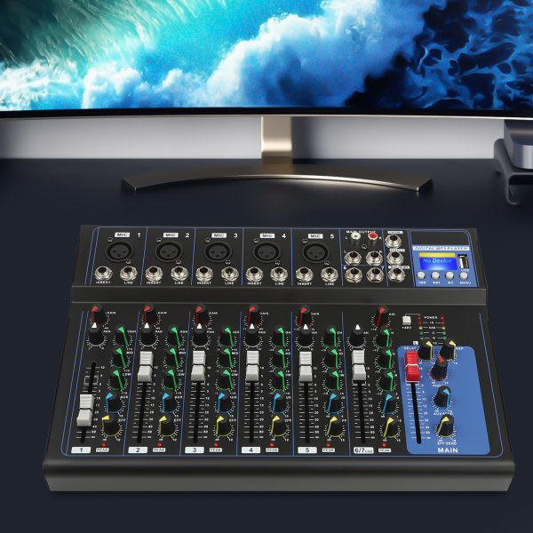 Mixing Console w/ USB 7 Channel Bluetooth Studio Audio Mixer Live Sound UK